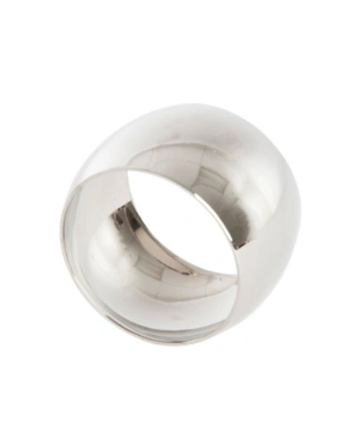 Saro Lifestyle Saro Round Shape Napkin Ring, Set Of 4 In Silver