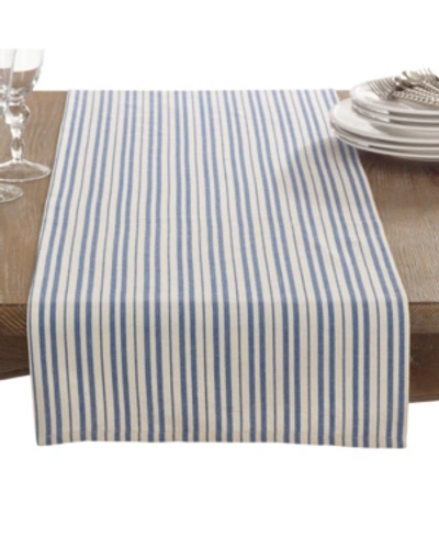 Saro Lifestyle Dauphine Collection Striped Design Table Runner In Azure