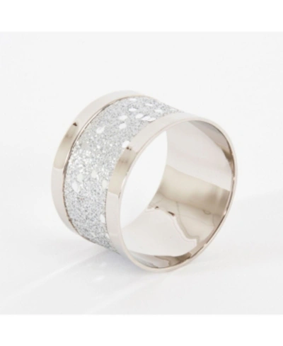 Saro Lifestyle Sparkling Design Napkin Ring, Set Of 4 In Silver