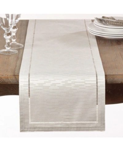 Saro Lifestyle Table Runner With Hemstitched Design In Ivory