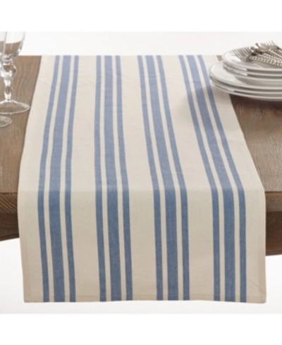 Saro Lifestyle Dauphine Collection Striped Design Table Runner In Azure