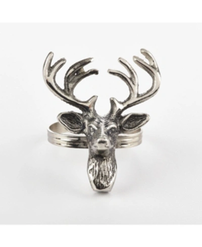 Saro Lifestyle Reindeer Design Napkin Ring, Set Of 4 In Silver
