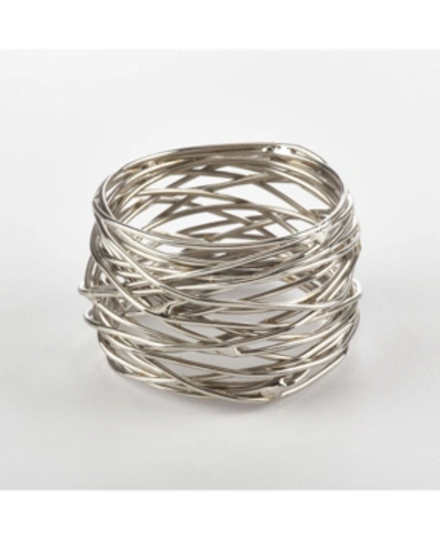 Saro Lifestyle Metal Design Metal Design Napkin Ring, Set Of 4 In Silver