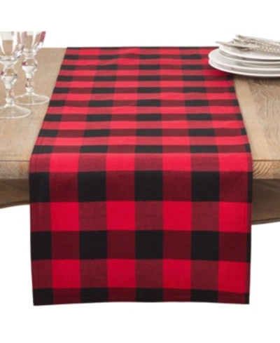 Saro Lifestyle Buffalo Plaid Cotton Blend Table Runner In Multi