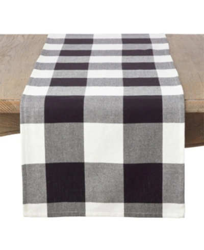 Saro Lifestyle Cotton Table Runner With Buffalo Plaid Pattern, 16" X 72" In Black