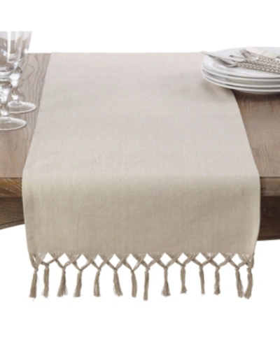 Saro Lifestyle Bellaria Collection Knotted Tassel Design Table Runner In Natural