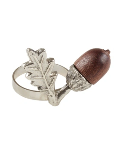 Saro Lifestyle Acorn Design Napkin Ring, Set Of 4 In Silver