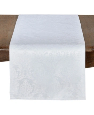 Saro Lifestyle Beautiful Damask Table Runner With Subtle Print In White