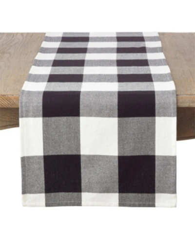 Saro Lifestyle Cotton Table Runner With Buffalo Plaid Pattern, 16" X 90" In Black