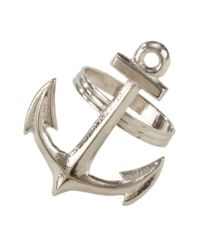 Saro Lifestyle Anchor Design Napkin Ring, Set Of 4 In Silver