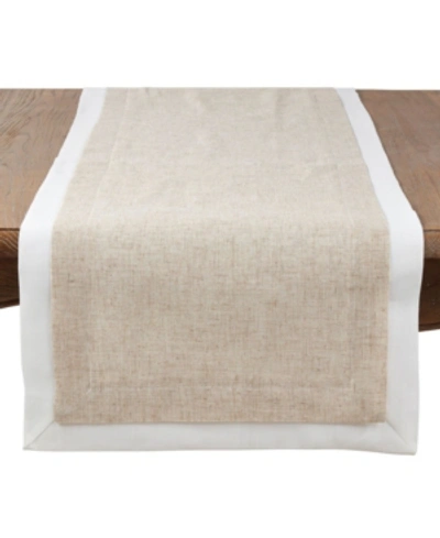Saro Lifestyle Double Layer Table Runner With Thick Border Design In Natural