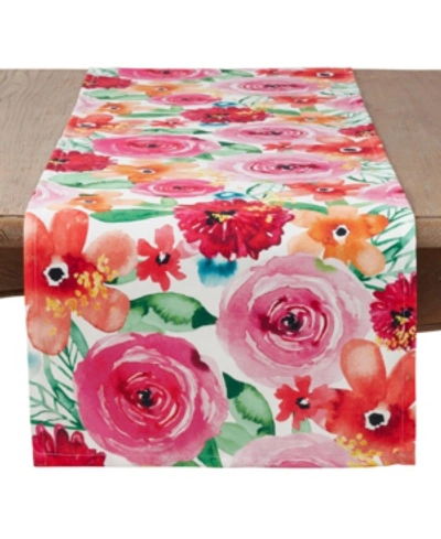 Saro Lifestyle Santa Monica Floral Design Runner In Multi