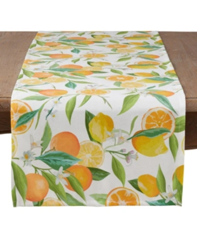 Saro Lifestyle Table Runner With Lemon Orange Print In Multi