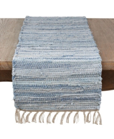 Saro Lifestyle Long Table Runner With Chindi Woven Design In Bleached D