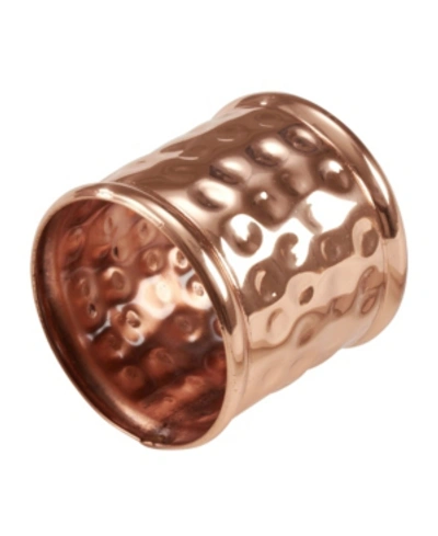 Saro Lifestyle Dinner Napkin Ring With Moscow Mule Ribbed Design, Set Of 4 In Copper