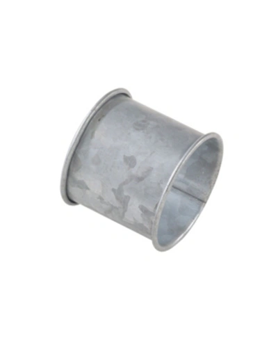 Saro Lifestyle Galvanized Design Rustic Modern Style Metal Napkin Ring, Set Of 4 In Silver