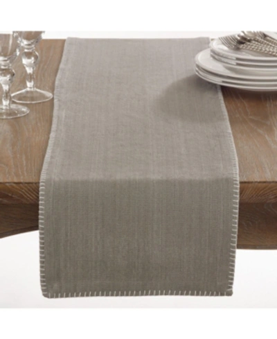 Saro Lifestyle Celena Collection Whip Stitched Design Cotton Table Runner In Taupe