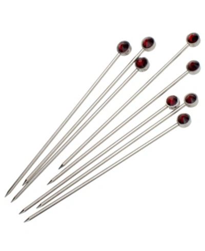 Prince Of Scots Crystal Cocktail Picks- Set Of 8 In Ruby Red