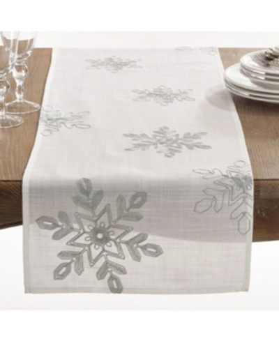 Saro Lifestyle Nivalis Collection Snowflake Design Runner In Silver