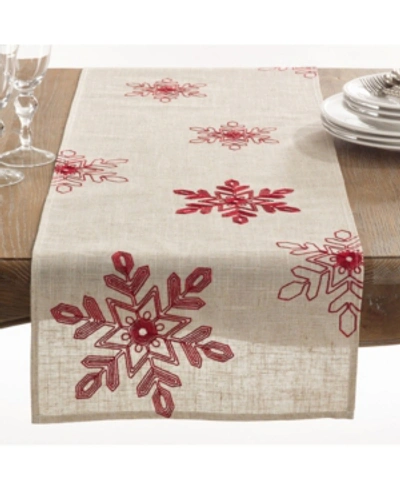 Saro Lifestyle Nivalis Collection Snowflake Design Runner In Red