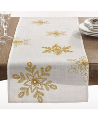 Saro Lifestyle Nivalis Collection Snowflake Design Runner In Gold