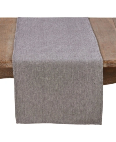 Saro Lifestyle Cotton Table Runner In Solid Grey In Heather Gr
