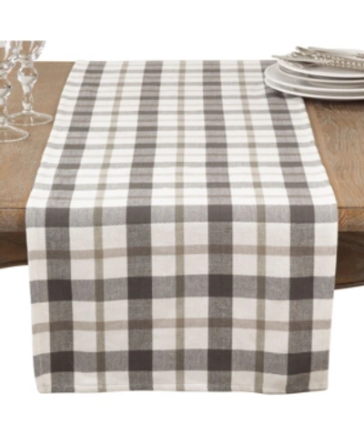 Saro Lifestyle Yuri Collection Classic Plaid Design Cotton Table Runner In Taupe