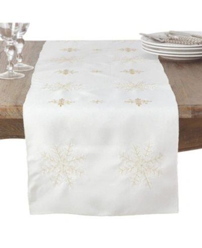 Saro Lifestyle Snowflake Design Runner In Ivory