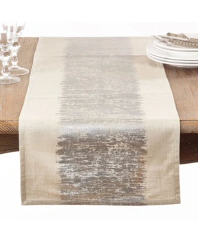 Saro Lifestyle Metallic Banded Table Runner In Silver