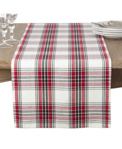 Saro Lifestyle Classic Plaid Pattern Cotton Table Runner In Multi