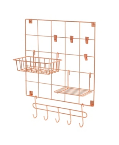 Honey Can Do 8-pc. Copper Wire Wall Grid With Storage Accessories In Rose Gold