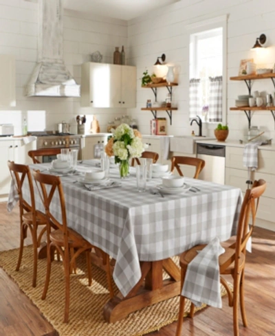 Elrene Farmhouse Living Buffalo Check Tablecloth, 60" X 120" In Gray,white