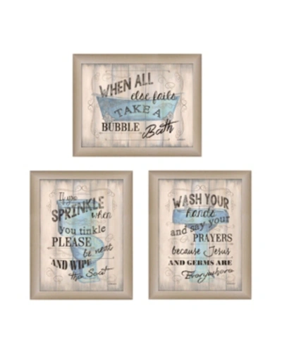 Trendy Decor 4u Bathroom Humor Collection By Debbie Dewitt, Printed Wall Art, Ready To Hang, Beige Frame, 45" X 19" In Multi