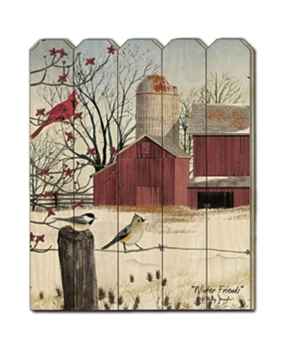 Trendy Decor 4u Winter Friends By Billy Jacobs, Printed Wall Art On A Wood Picket Fence, 16" X 20" In Multi