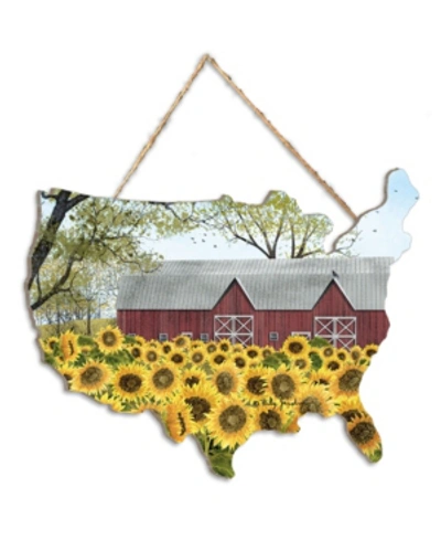 Trendy Decor 4u Sunshine By Billy Jacobs, Printed Wall Art On A Usa-shaped Wood, 12" X 9" In Multi