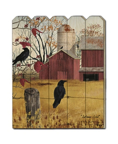 Trendy Decor 4u Autumn Gold By Billy Jacobs, Printed Wall Art On A Wood Picket Fence, 16" X 20" In Multi