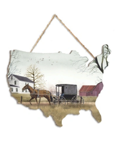 Trendy Decor 4u Goin To Market By Billy Jacobs, Printed Wall Art On A Usa-shaped Wood, 12" X 9" In Multi