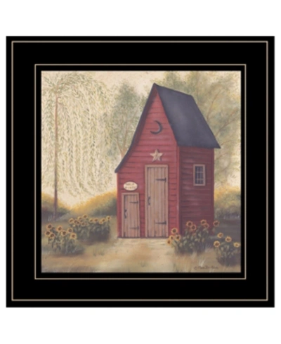 Trendy Decor 4u Folk Art Outhouse Ii By Pam Britton, Ready To Hang Framed Print, Black Frame, 15" X 15" In Multi