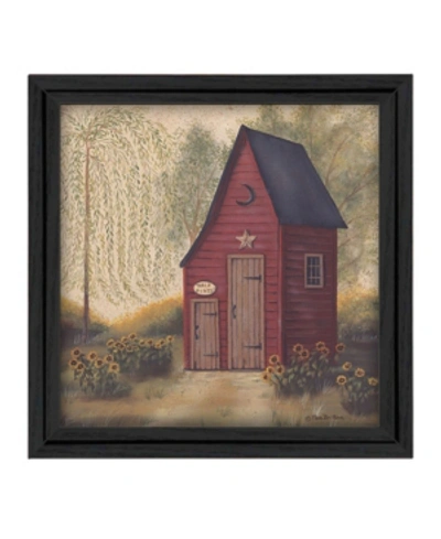 Trendy Decor 4u Folk Art Outhouse By Pam Britton, Printed Wall Art, Ready To Hang, Black Frame, 14" X 14" In Multi