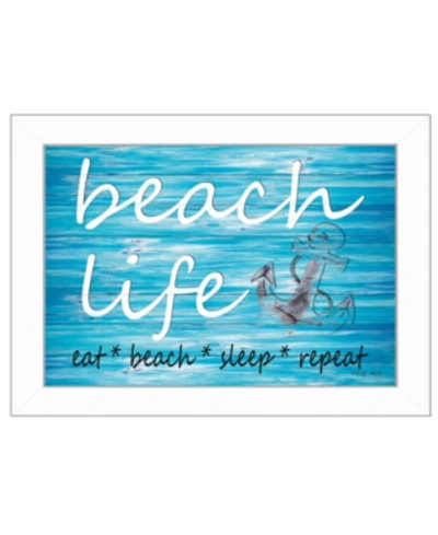 Trendy Decor 4u Beach Life By Cindy Jacobs, Printed Wall Art, Ready To Hang, White Frame, 14" X 10" In Multi