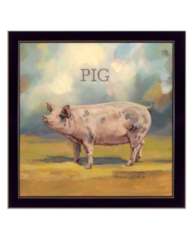Trendy Decor 4u Piper The Pig By Bonnie Mohr, Ready To Hang Framed Print, Black Frame, 14" X 14" In Multi