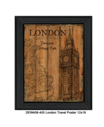 Trendy Decor 4u London Travel Poster By Debbie Dewitt, Printed Wall Art, Ready To Hang, Black Frame, 14" X 18" In Multi