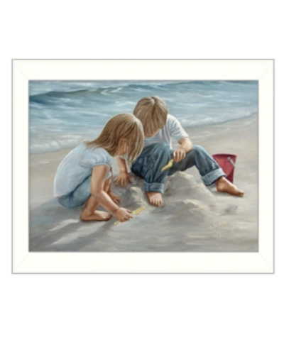 Trendy Decor 4u Sand Castle Builders By Georgia Janisse, Printed Wall Art, Ready To Hang, White Frame, 14" X 18" In Multi