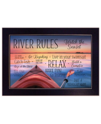 Trendy Decor 4u River Rules By Lori Deiter, Ready To Hang Framed Print, Black Frame, 20" X 14" In Multi