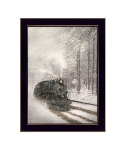 Trendy Decor 4u Snowy Locomotive By Lori Deiter, Ready To Hang Framed Print, Black Frame, 14" X 20" In Multi
