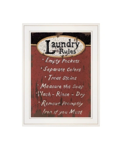 Trendy Decor 4u Laundry Rules By Linda Spivey, Ready To Hang Framed Print, White Frame, 15" X 19" In Multi