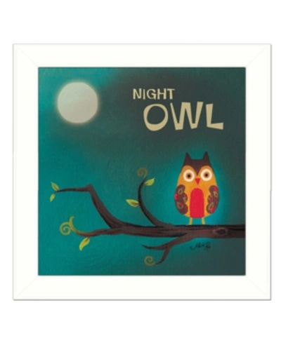 Trendy Decor 4u Night Owl By Marla Rae, Printed Wall Art, Ready To Hang, White Frame, 14" X 14" In Multi