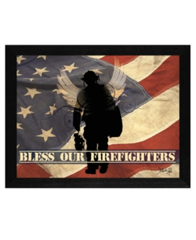 Trendy Decor 4u Bless Our Firefighters By Marla Rae, Printed Wall Art, Ready To Hang, Black Frame, 18" X 14" In Multi