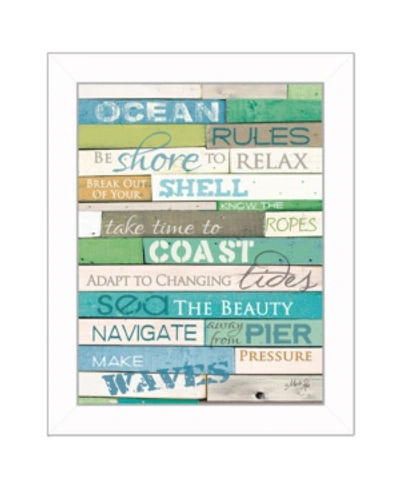 Trendy Decor 4u Ocean Rules By Marla Rae, Printed Wall Art, Ready To Hang, White Frame, 14" X 18" In Multi