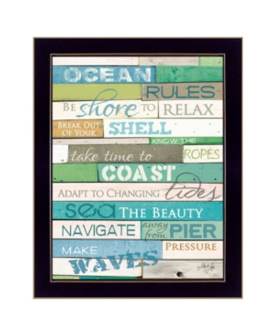 Trendy Decor 4u Ocean Rules By Marla Rae, Printed Wall Art, Ready To Hang, Black Frame, 14" X 18" In Multi